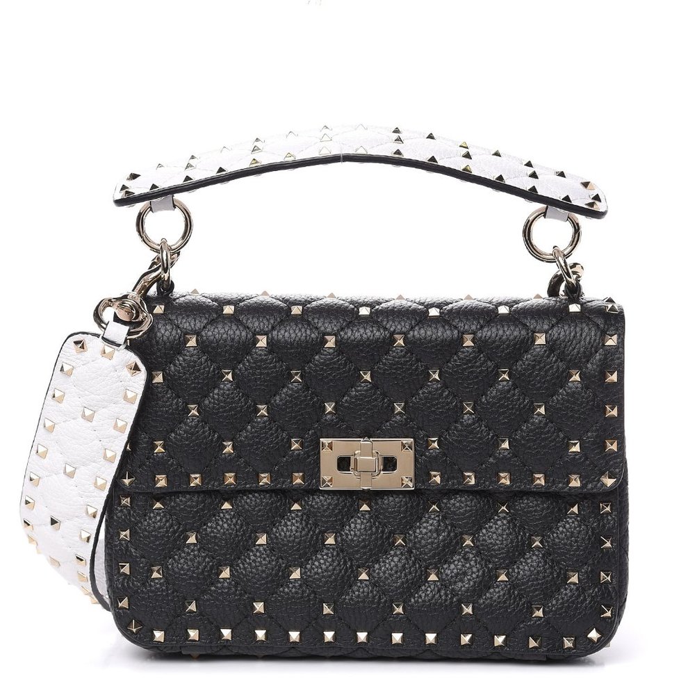 VALENTINO Grained Calfskin Rockstud Flap Bag